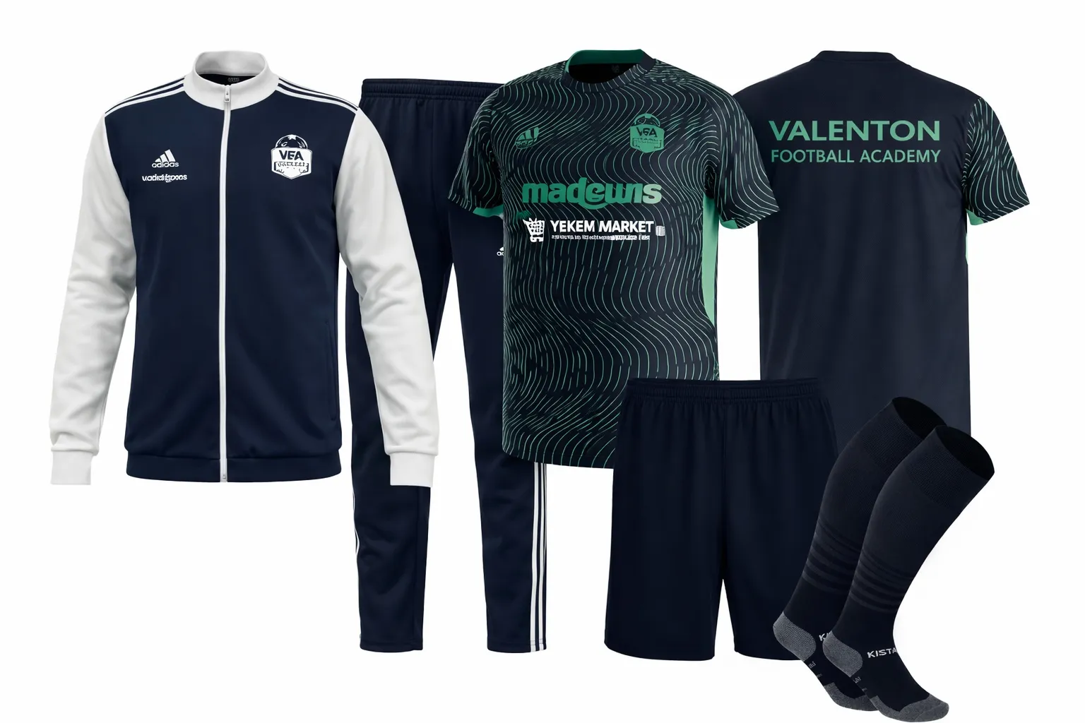 Ensemble officiel VFA : veste, pantalon, maillot d’entraînement, short et chaussettes