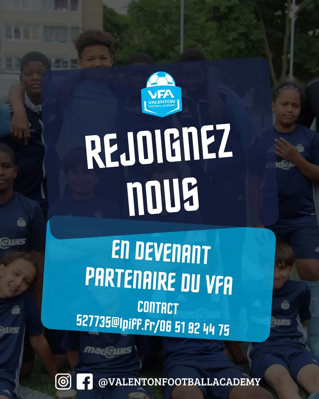 Affiche du VFA : rejoignez-nous en devenant partenaire du club